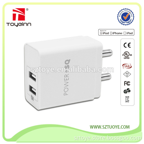 17W 5V 3.4A India plug Dual Port Smart Phone USB Wall Charger 2 port USB Adapter
